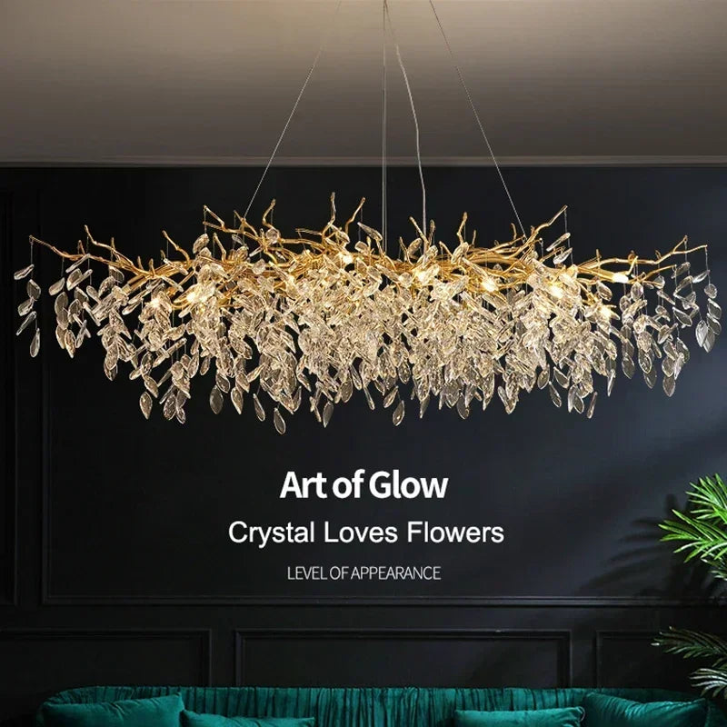 DecorBites™ Golden Branch Ceiling Chandelier with Crystal LED - Luxury Modern Design for Living Room