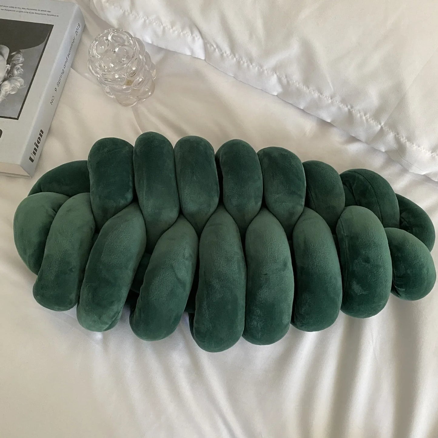 DecorBites™ Knot Plush Christmas Green Throw Pillow for Aesthetic Home Decor