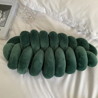 DecorBites™ Knot Plush Christmas Green Throw Pillow for Aesthetic Home Decor