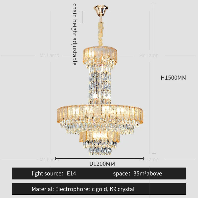 DecorBites™ Crystal Chandelier: Postmodern Multi-layer Luxury for Living Room, Hotel Lobby, and Villa