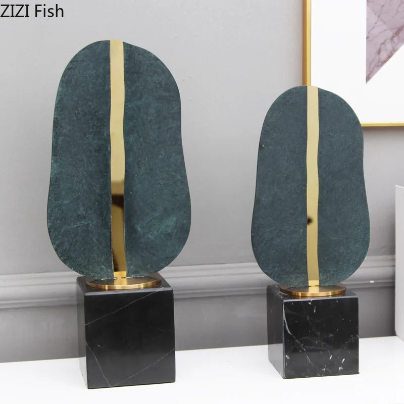 ديكور بايتس™ - تمثال هندسي من سبائك معدنية بقاعدة رخامية - ديكور منزلي عصري