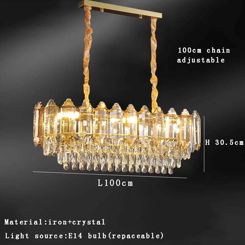 DecorBites™ Gold Amber Crystal Chandelier Lights Modern Room Decor Hanging Lamp