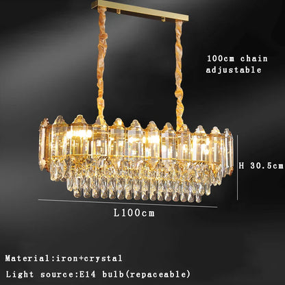 DecorBites™ Gold Amber Crystal Chandelier Lights Modern Room Decor Hanging Lamp