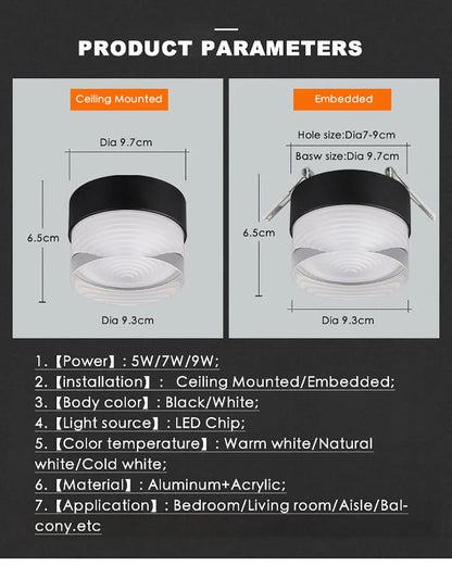 DecorBites™ LED Surface Mounted Spot Lights 5W 7W 9W for Ceiling Living Room Bedroom Hotel