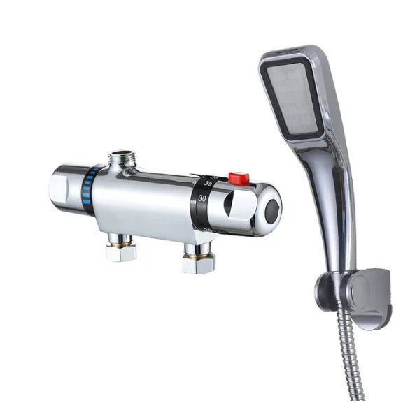 DecorBites™ Dual Handle Thermostatic Shower Faucet Mixer Valve, Wall Mounted Chrome