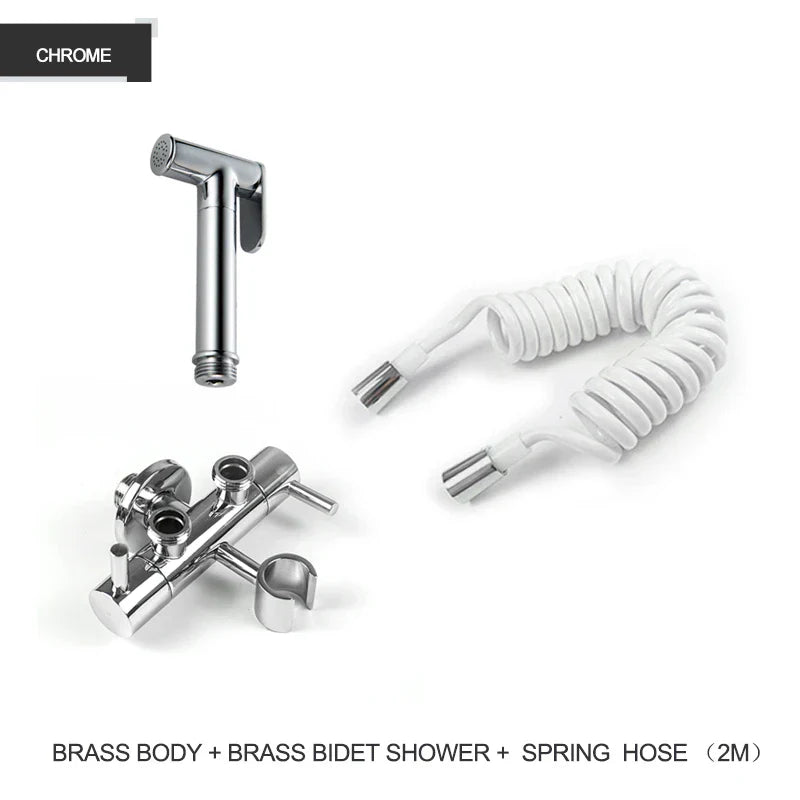 DecorBites™ Brass Bidet Shower Head with Double Outlet Angle Valve
