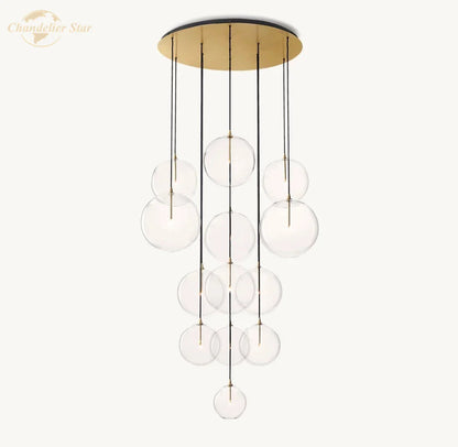 DecorBites™ Clear Glass Globe Cluster Chandeliers Pendant Lights for Living Room and Staircase