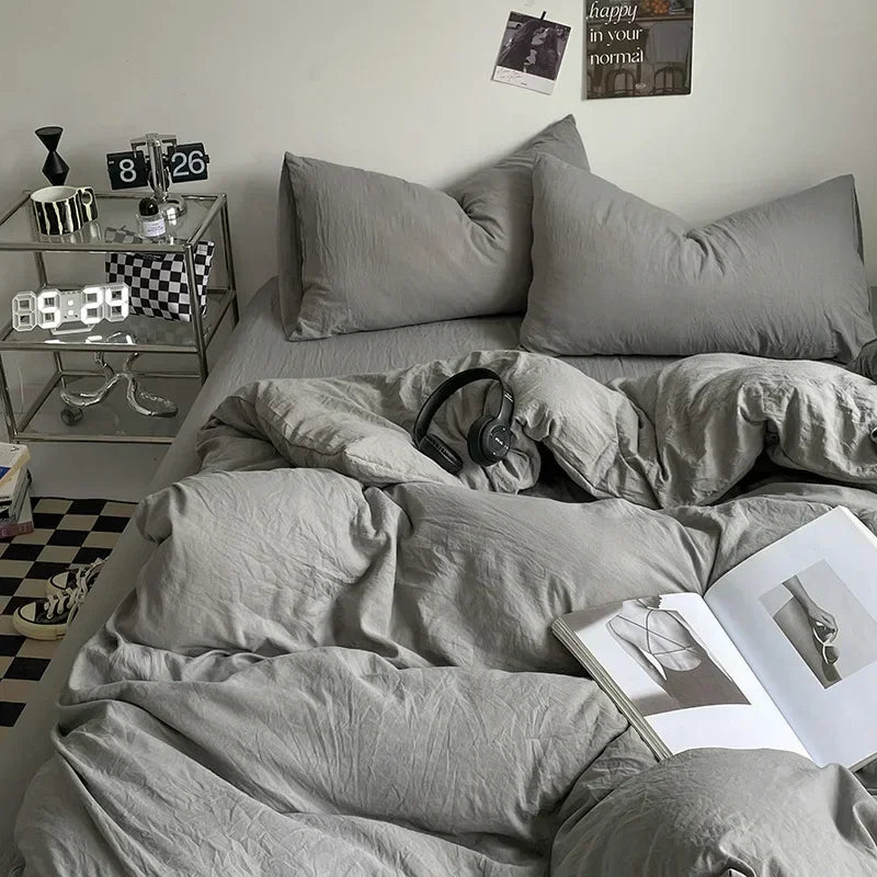 طقم مفروشات قطنية DecorBites™ مع غطاء لحاف وملاءة وغطاء وسادة