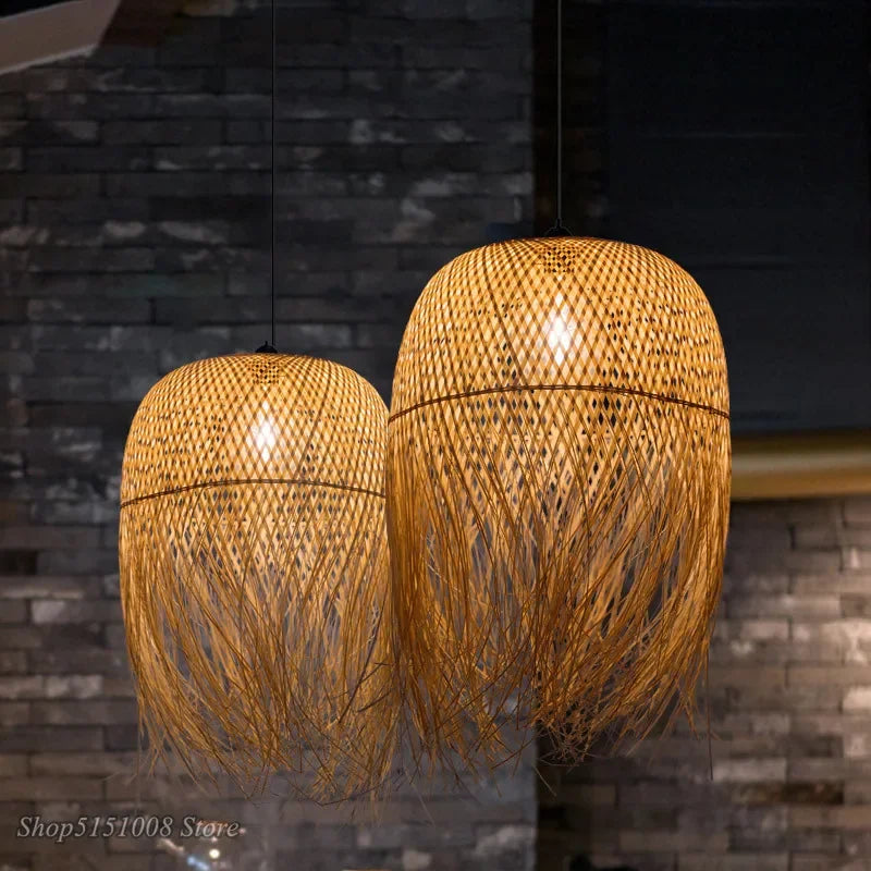 DecorBites™ Bamboo Pendant Lights: Nordic Dining Room LED Hanging Lamps Loft Style Decor