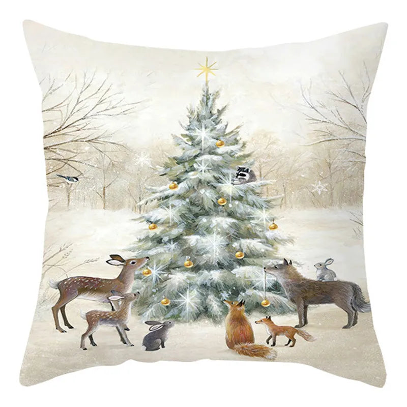 DecorBites™ Christmas Soft Plush Cushion Cover Cute Rabbit Deer Pillowcase 45x45cm