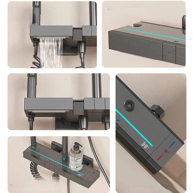 DecorBites™ Brass Shower Faucet Set with Intelligent Atmosphere Light and Pressurized System