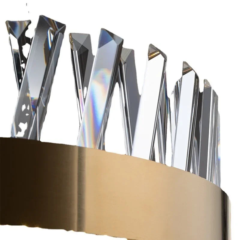 DecorBites™ Brushed Gold Rings Crystal Chandelier Ceiling Lamp