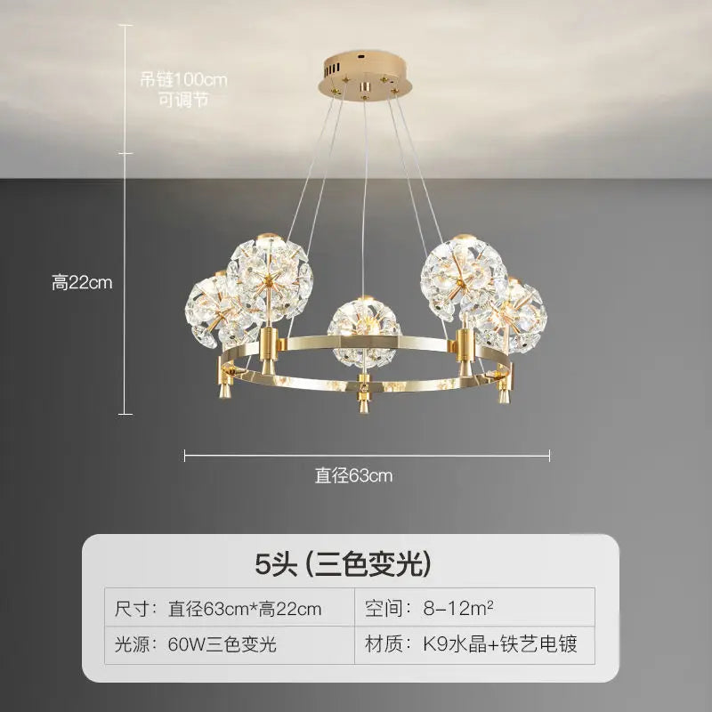 DecorBites™ Crystal Chandelier: Dandelion Design for Luxe Living Room, Dining, or Master Bedroom