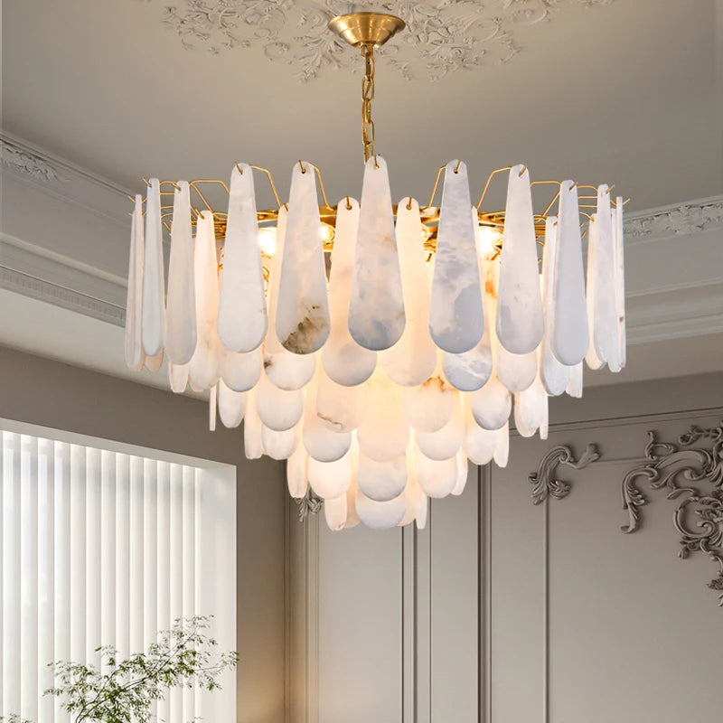 Copper Marble Pendant Light With E14 LED Bulb