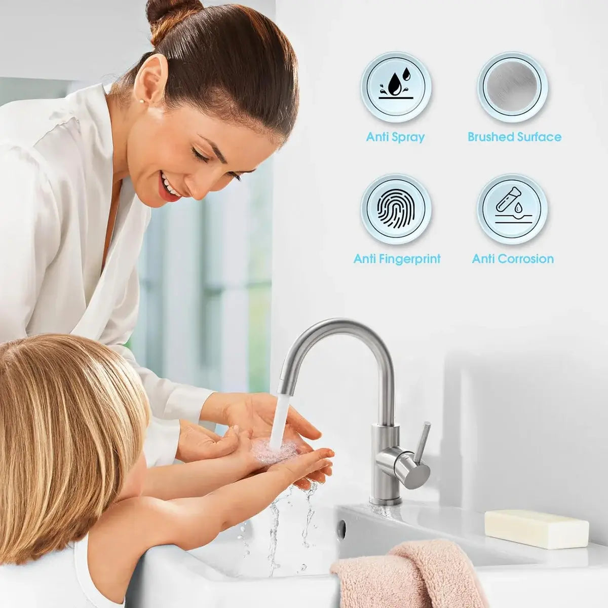 DecorBites™ Black Stainless Steel Bathroom Faucet - Single Handle