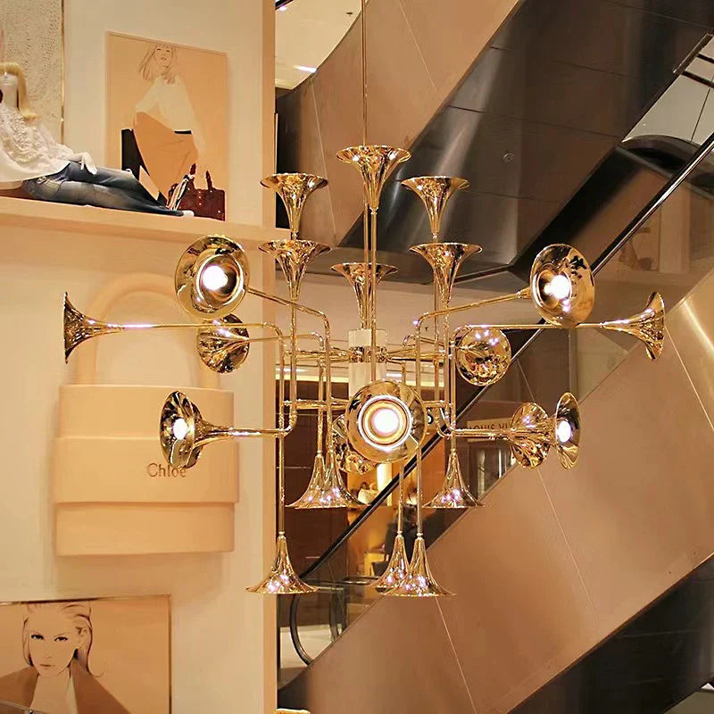 Gold Trumpet Chandelier