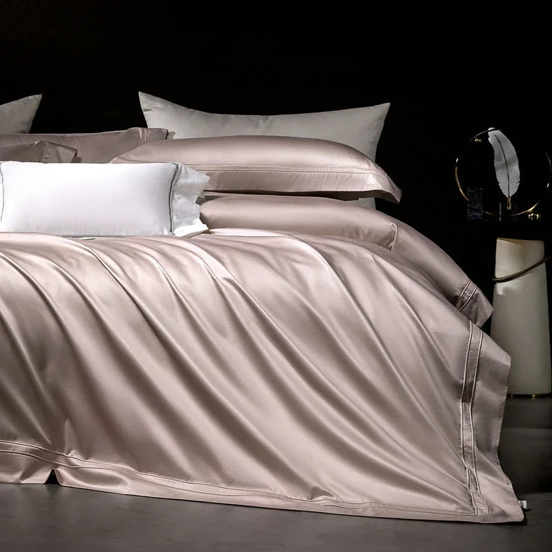 Decobites Satin 1400TC Egyptian Cotton Bedding Set - Duvet Cover, Bed Sheet, Fitted Sheet, Pillowcases