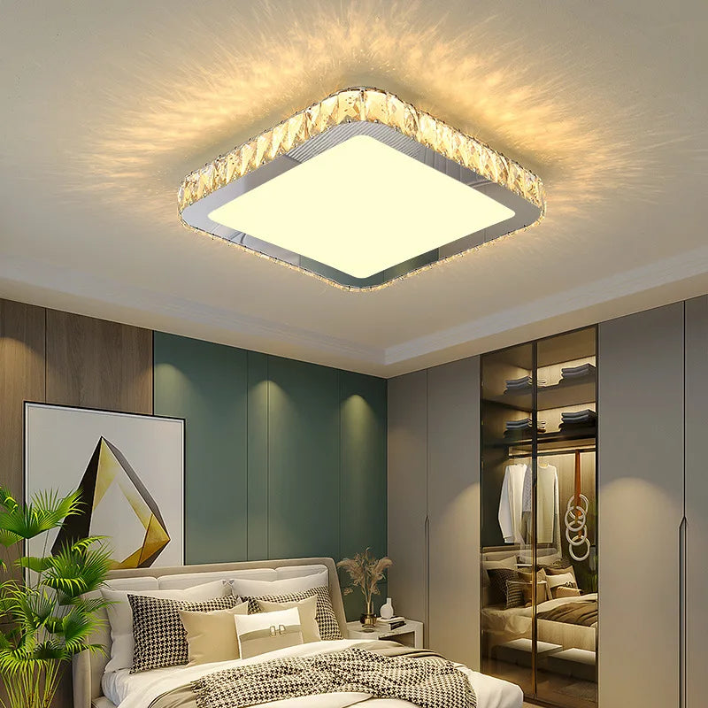 DecorBites™ Crystal Round Ceiling Lamp: Nordic Light Luxury LED Home Lighting for Bedroom and Living Room
