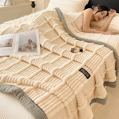 Manta de peluche DecorBites™ Cozy Faux Rabbit, estilo nórdico, gruesa y cálida, chal para siesta supersuave