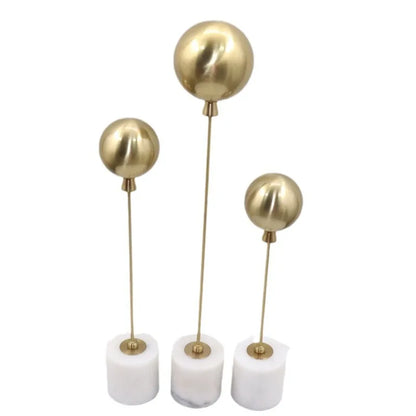 DecorBites™ Golden Geometric Balloon Metal Ball Sculpture & Decorative Figurine