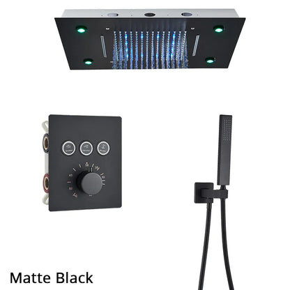 نظام دش DecorBites™ ثلاثي الاتجاهات مع رأس شلال مطري وصنبور خلاط حوض الاستحمام.