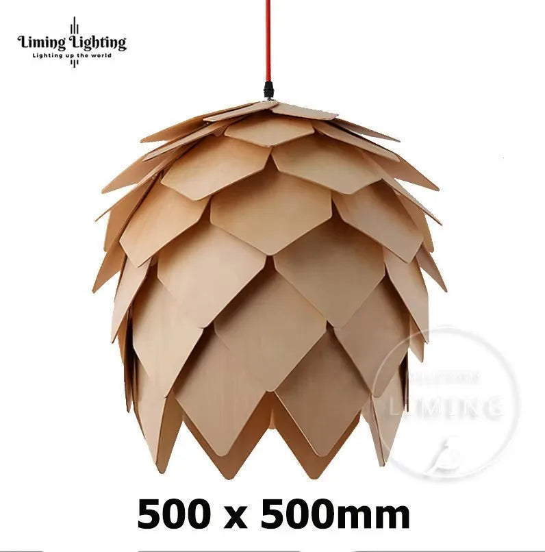 Nordic Pinecone Oak Wood Pendant Light