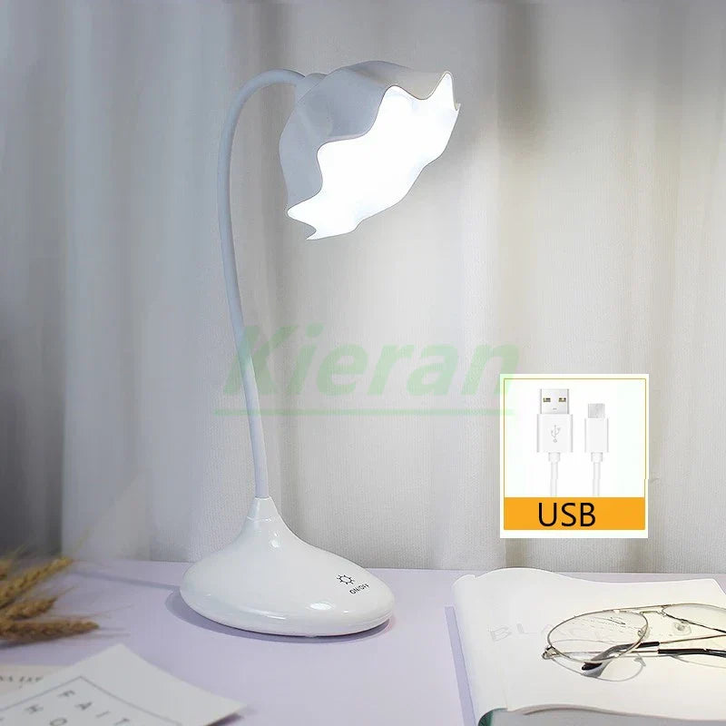 Lámpara de pie Lotus de DecorBites™: Lámpara de escritorio LED moderna para dormitorio, estudio o sala de estar