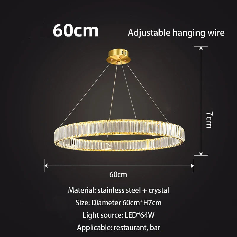 Gold Crystal Ring Chandelier Dia120cm Modern LED