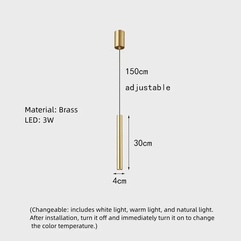 DecorBites™ Elegant Brass Pendant Light for Bedroom Dining Room Hotel, Adjustable Wire Copper Finish