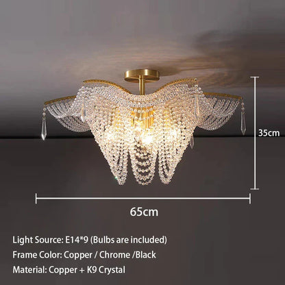 DecorBites™ Butterfly Crystal Bead Large Ceiling Chandelier for Living Room Dimmable Lighting