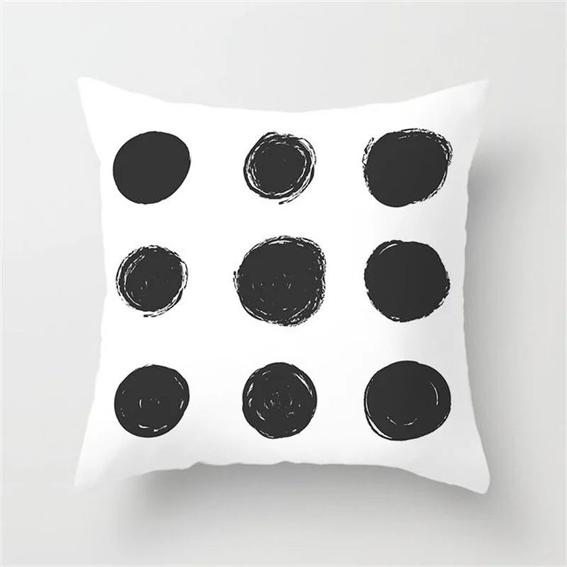 DecorBites™ Heart Stripe Pillow Cases | Black & White Polyester Cushion Covers