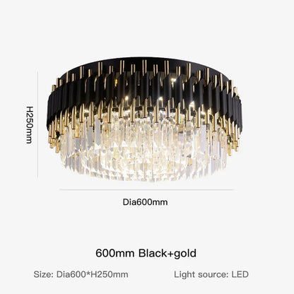 DecorBites™ Gold Black Crystal Ceiling Chandelier – Modern LED Round Kitchen Pendant Lamps