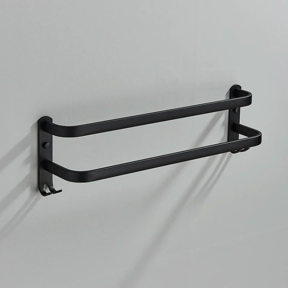 Toallero de aluminio DecorBites™ para baño con gancho, colgador de ropa de pared de varios niveles