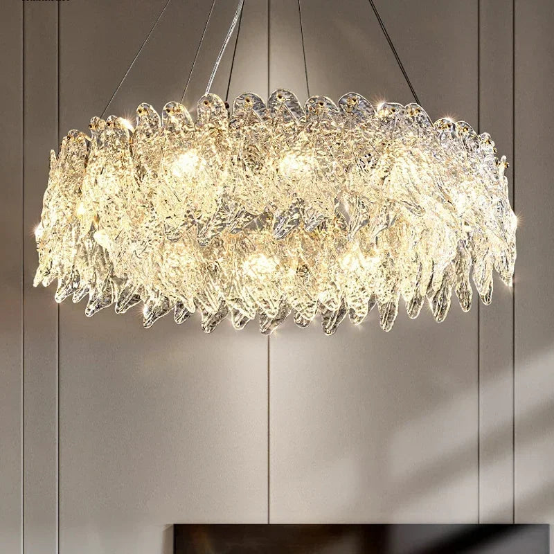 DecorBites™ Glass Petal LED Chandelier for Bedroom Dining Living Room Lighting