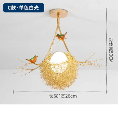 Decorbites™ Goldener LED-Kronleuchter Vogelnester für modernes Cottagecore-Wohnzimmer-Dekor