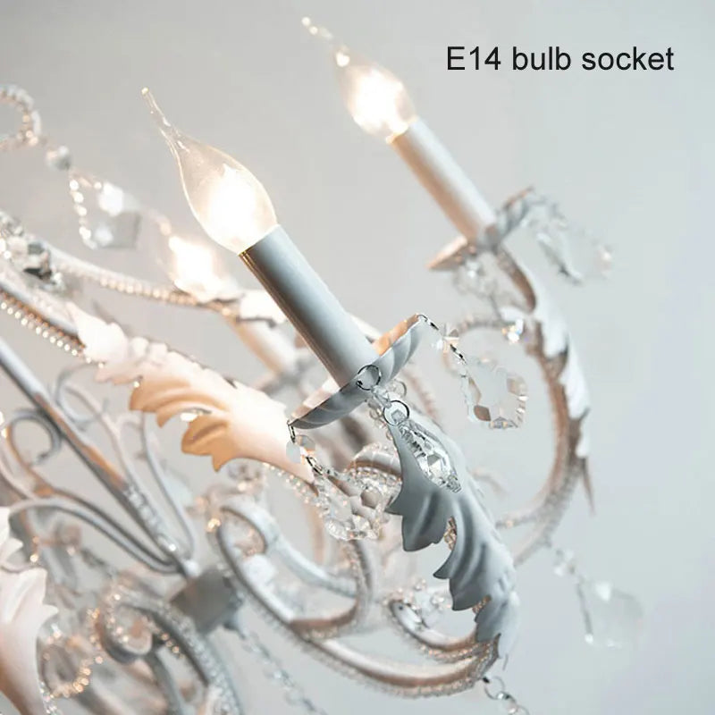 DecorBites™ Iron Crystal Chandelier for Living Room Dining Bedroom E14 Lighting