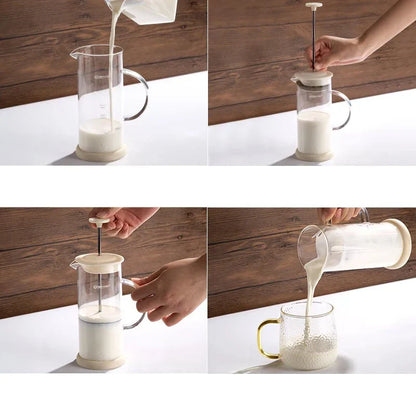 DecorBites™ Glass Espresso Coffee Maker Milk Hand Foam Mixer Blender