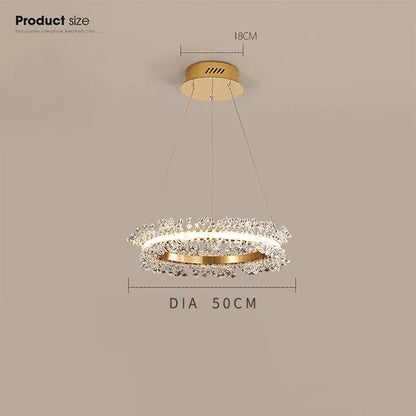 DecorBites™ Gold Crystal Ring Chandelier for Living Room and Restaurant Décor
