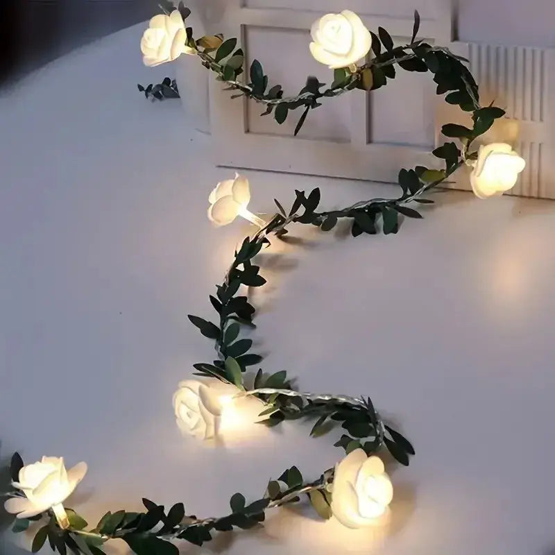 Decorbites™ 1 Stk. 10 LED Rosenblumen-Girlande-Lichter Batteriebetriebene Rosenblumen-Nachtlampe für Hochzeit Valentinstag