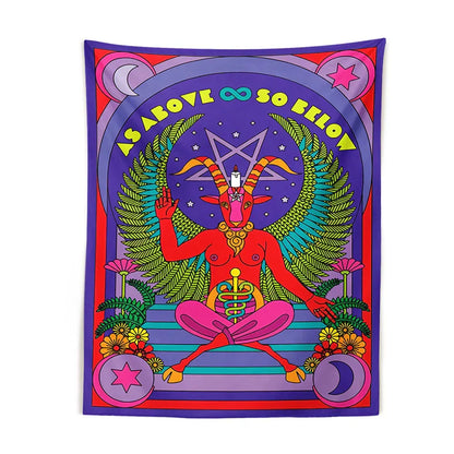 DecorBites™ Baphomet Tarot Witchcraft Tapestry Wall Hanging Occult Home Decor