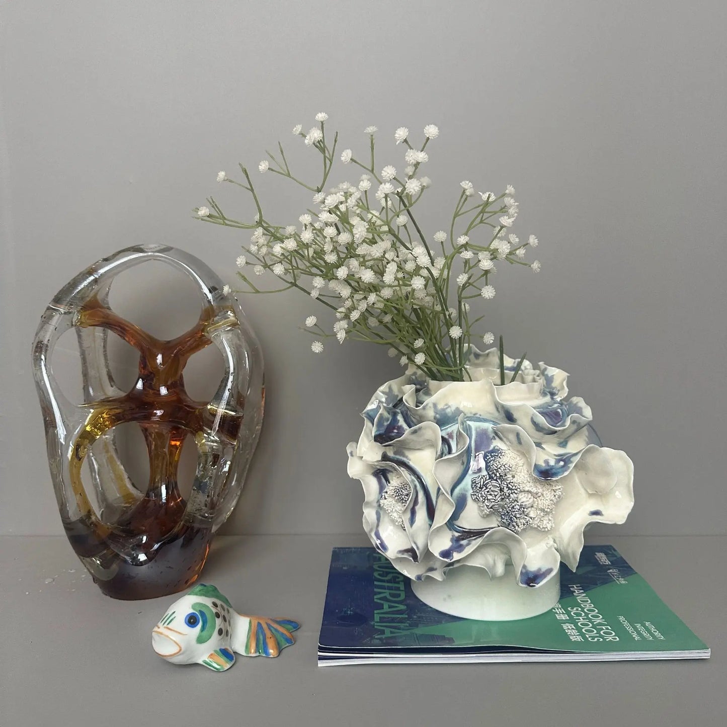 مزهرية ديكوربايتس™ المصنوعة يدويًا من البورسلين بتصميم قابل للطي - ديكور منزلي وتنسيق زهور