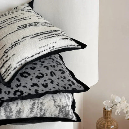 Decobites Luxury Leopard Print Imitation Mink Fur Throw Pillow - Soft & Plush