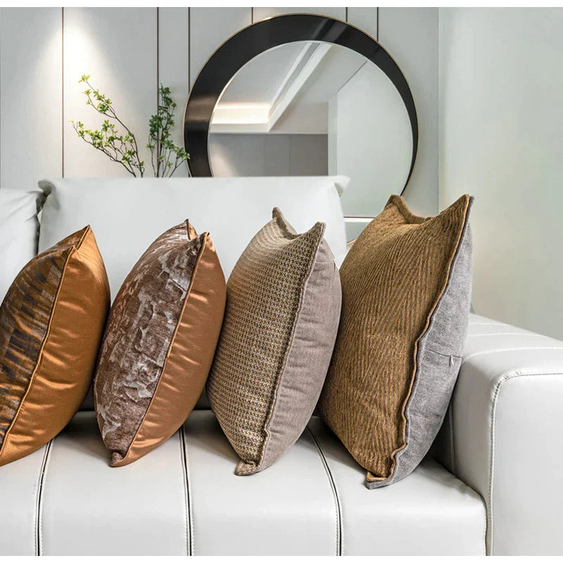 DecorBites™ Luxe Jacquard Cushion Covers - Brown Gold Coffee Color - 45x45cm