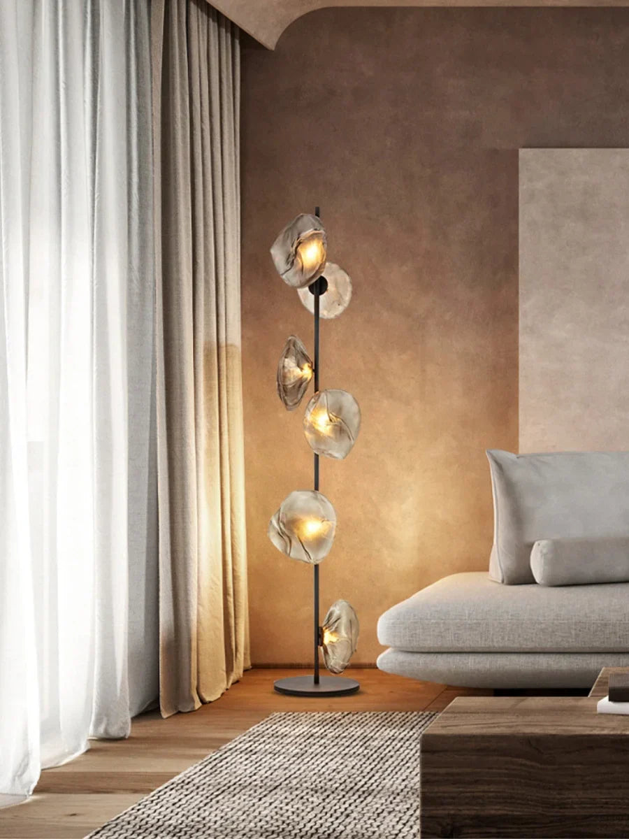 DecorBites™ Glass Shade LED Floor Lamp for Home Decor, Living Room, Bedroom, Minimalist Design