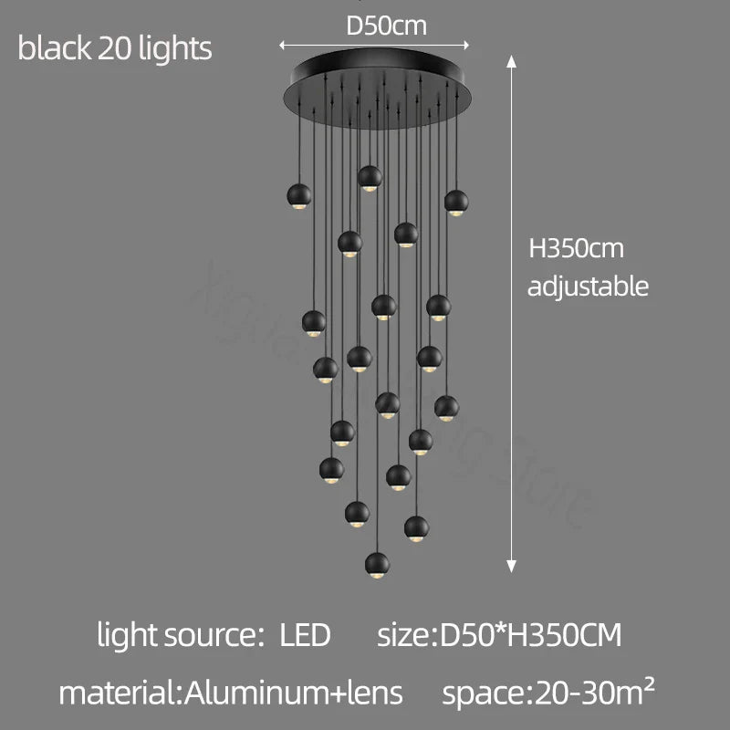 DecorBites™ Globe Lens Metal Chandelier for Living Room Kitchen Bedroom Cafe Staircase Villa