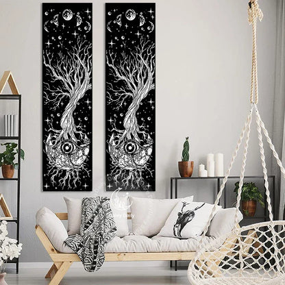 Decobites Moon Phase Galaxy Mystic Eyes Star Tapestry for Bedroom