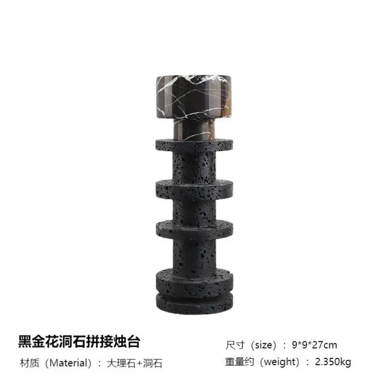 حامل شموع من الرخام الأسود من DecorBites™ لقطع مركزية أنيقة للطاولة