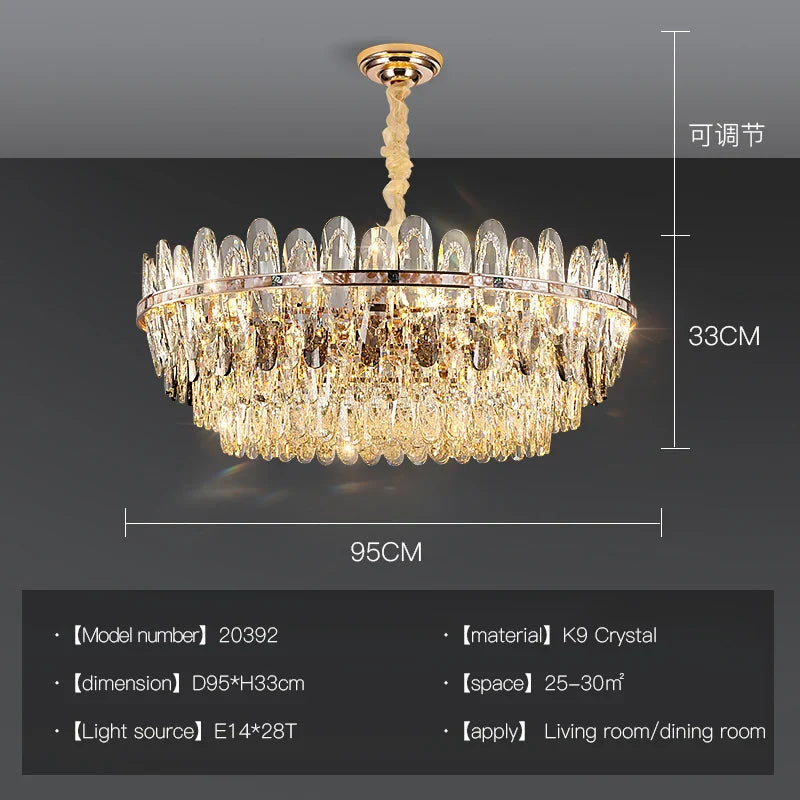 DecorBites™ Crystal Chandelier Light: Modern LED Living Room Dining Bedroom Luxury
