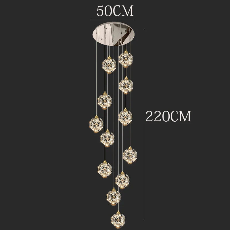 DecorBites™ Crystal Chandelier Stair Pendant Lamp Living Room Interior Lighting