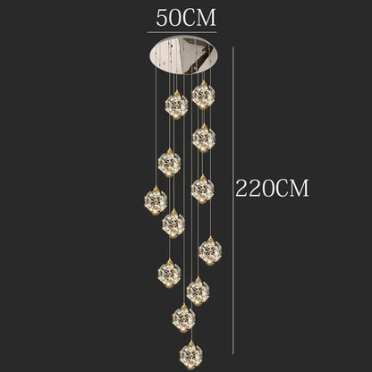 DecorBites™ Crystal Chandelier Stair Pendant Lamp Living Room Interior Lighting